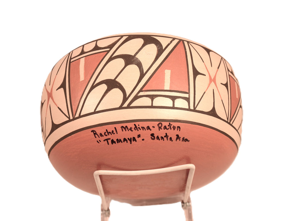 Santa Ana Pueblo Poly Chrome Pottery Bowl By Rachel Medina-Rotan