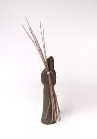 Santa Clara Pueblo Black Woman Pottery Figure By Snow Bird