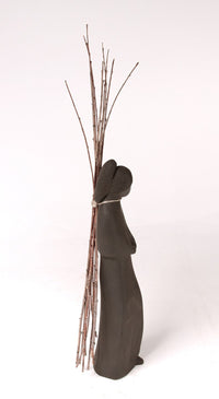 Santa Clara Pueblo Black Woman Pottery Figure By Snow Bird