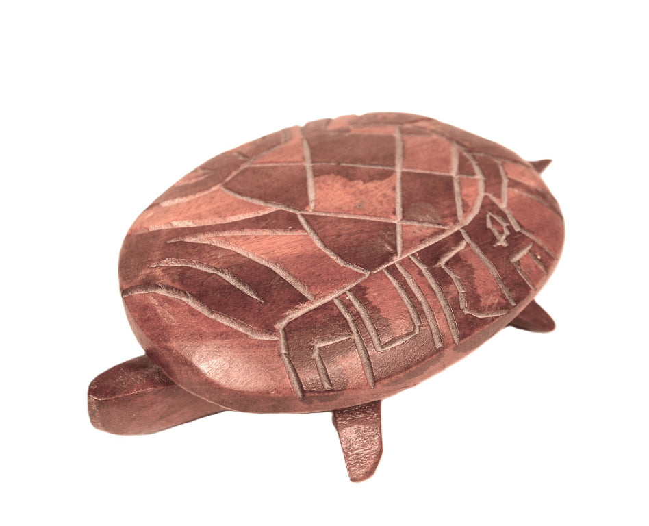Indonesian Wood Carved Turtle with Shell Lid