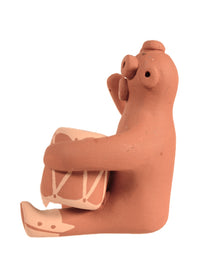 Jemez Pueblo Mudhead Drummer Pottery By A. Tsoi