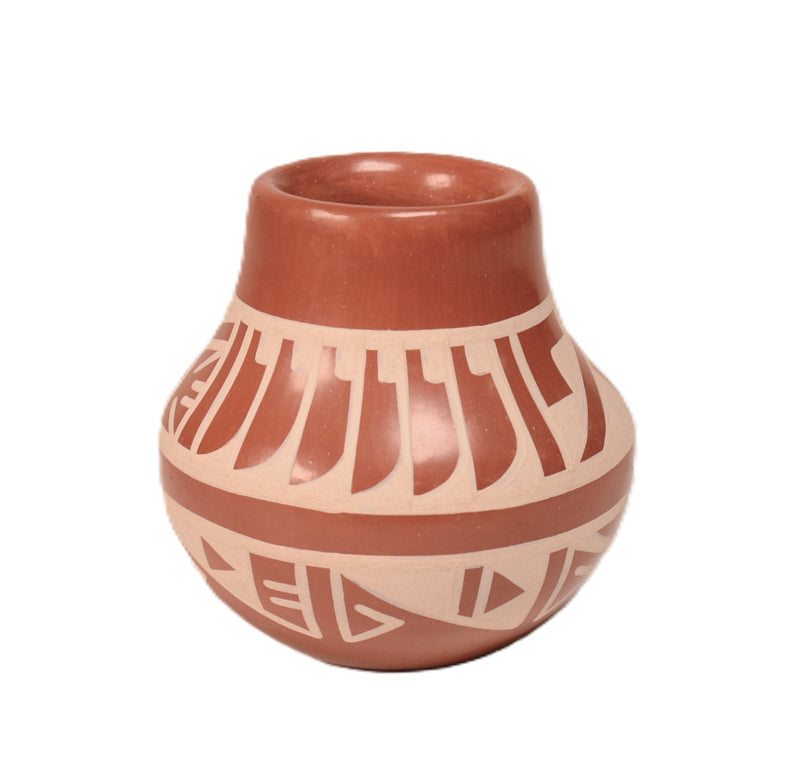 San Ildefonso Pueblo Buff on Red Pottery By Than Tsideh