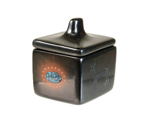San Ildefonso Pueblo Pottery Box with Lid By Russell Sanchez