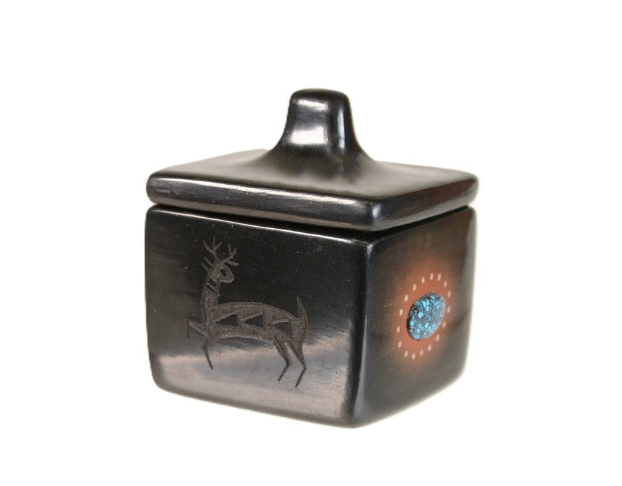 San Ildefonso Pueblo Pottery Box with Lid By Russell Sanchez