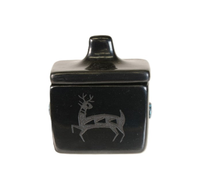 San Ildefonso Pueblo Pottery Box with Lid By Russell Sanchez