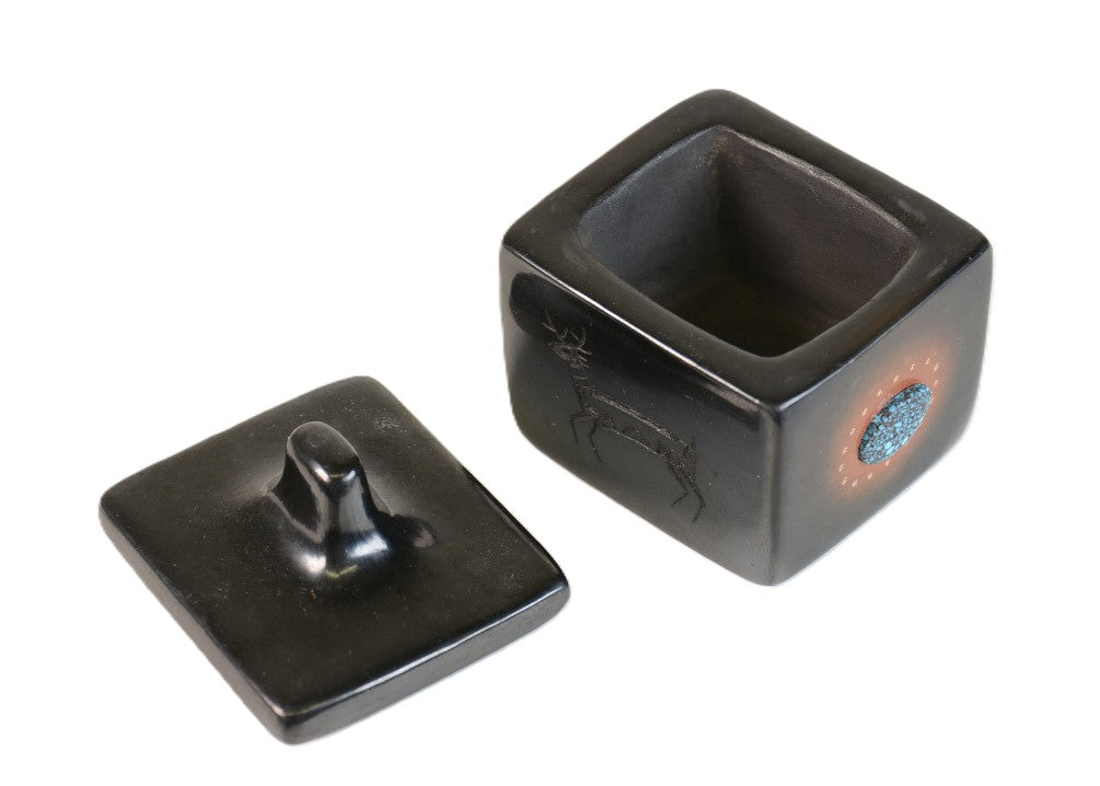 San Ildefonso Pueblo Pottery Box with Lid By Russell Sanchez