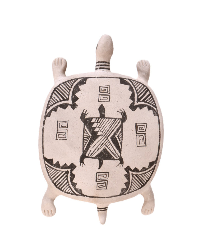 Laguna Pueblo Black and White Pottery Turtle By Kanteena