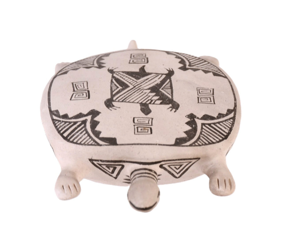 Laguna Pueblo Black and White Pottery Turtle By Kanteena