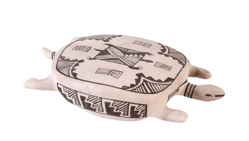 Laguna Pueblo Black and White Pottery Turtle By Kanteena
