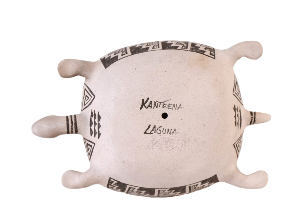 Laguna Pueblo Black and White Pottery Turtle By Kanteena