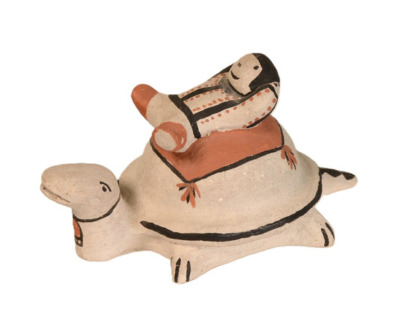 Cochiti Pueblo Figure on Turtle Pottery By Buffy Cordero Suina