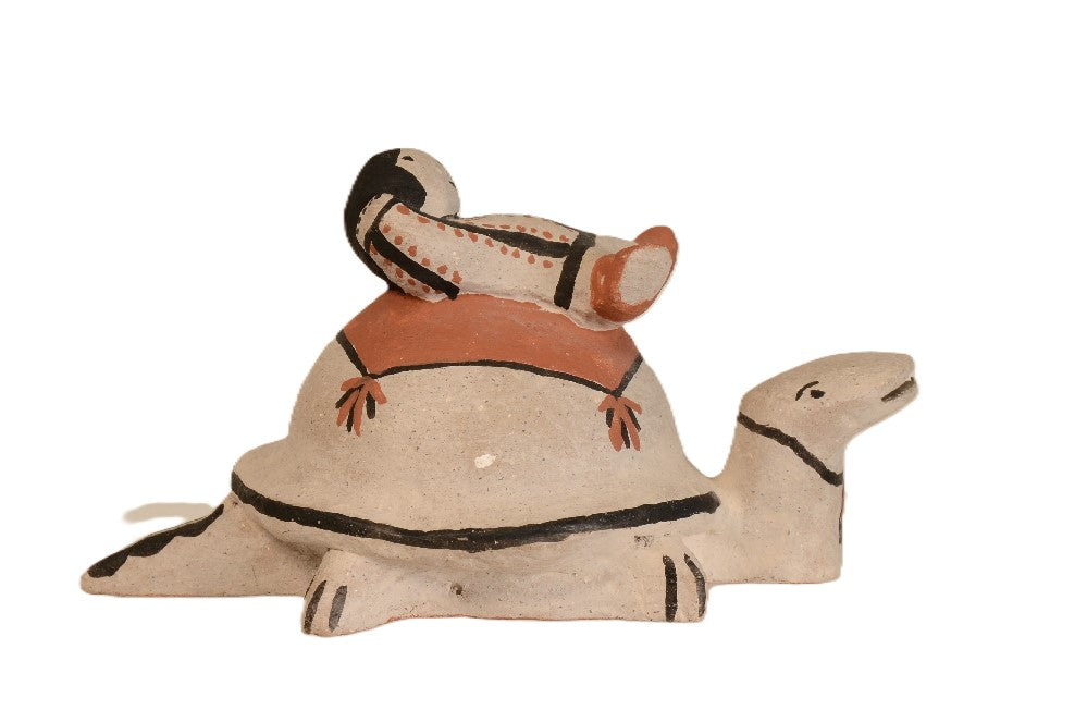 Cochiti Pueblo Figure on Turtle Pottery By Buffy Cordero Suina