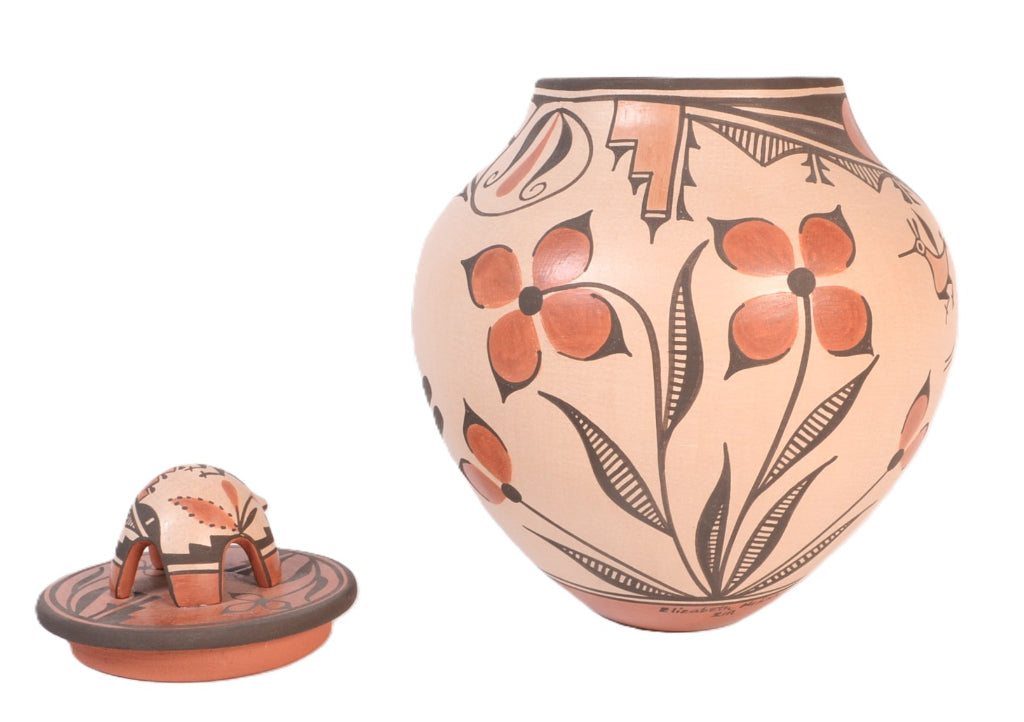 Zia Pueblo Pottery with Turtle Lid By Elizabeth Medina