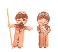 New Mexico Folk Art Nativity Ornaments Pair