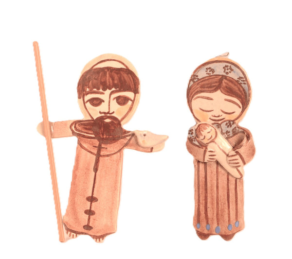 New Mexico Folk Art Nativity Ornaments Pair