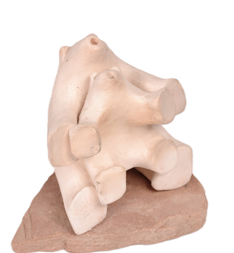 White Ceramic Sitting Bears Pottery