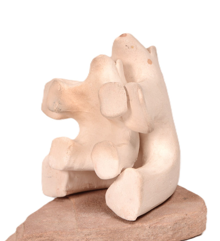 White Ceramic Sitting Bears Pottery
