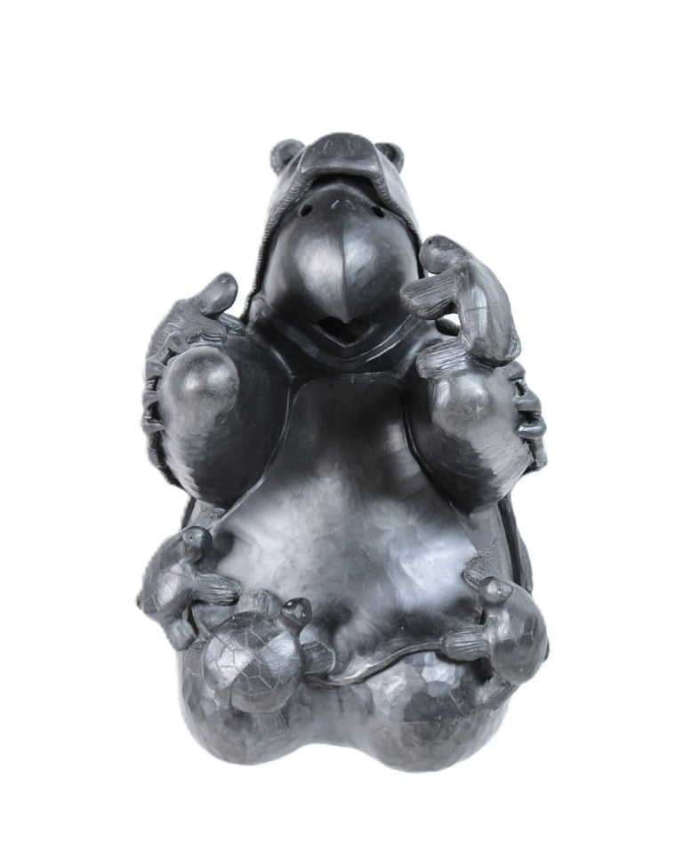 Choctaw Black Turtle with 5 Turtles Storyteller By Randy Chitto