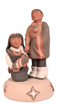 Santa Clara Pueblo 2 Figures on a Stand Pottery By Jason Garcia