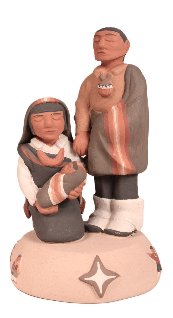 Santa Clara Pueblo 2 Figures on a Stand Pottery By Jason Garcia