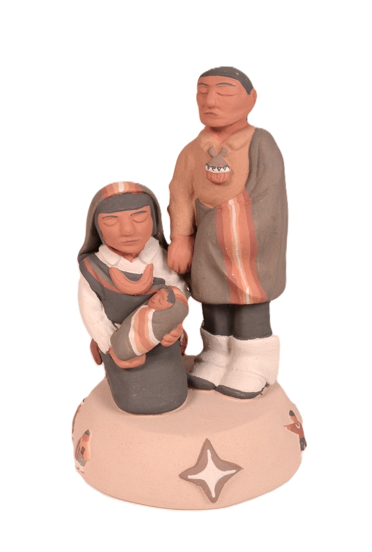 Santa Clara Pueblo 2 Figures on a Stand Pottery By Jason Garcia