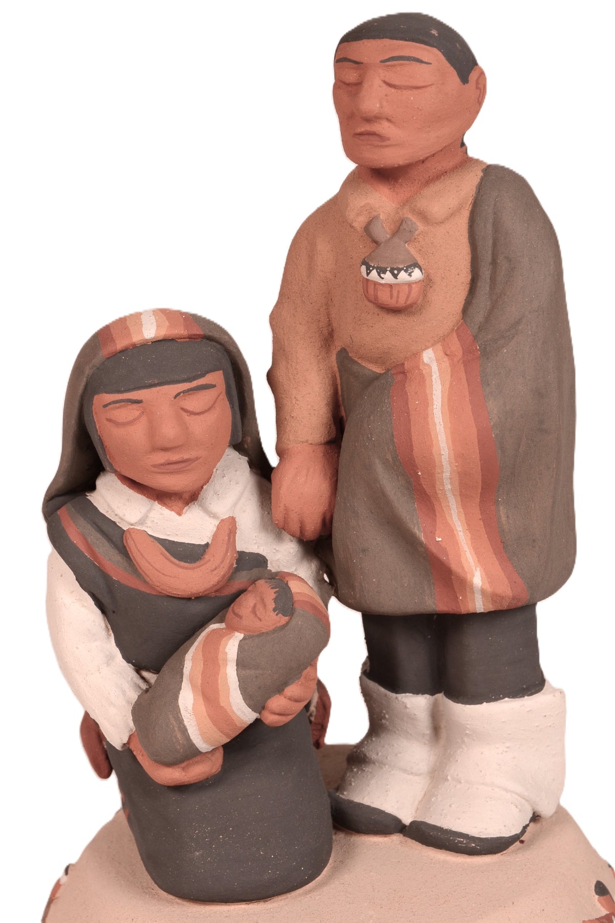 Santa Clara Pueblo 2 Figures on a Stand Pottery By Jason Garcia