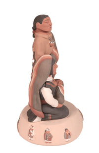 Santa Clara Pueblo 2 Figures on a Stand Pottery By Jason Garcia