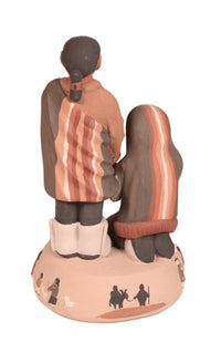Santa Clara Pueblo 2 Figures on a Stand Pottery By Jason Garcia