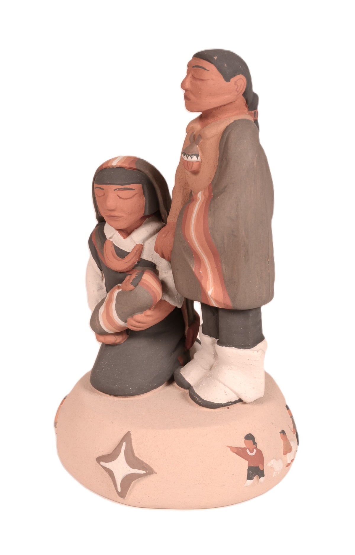Santa Clara Pueblo 2 Figures on a Stand Pottery By Jason Garcia