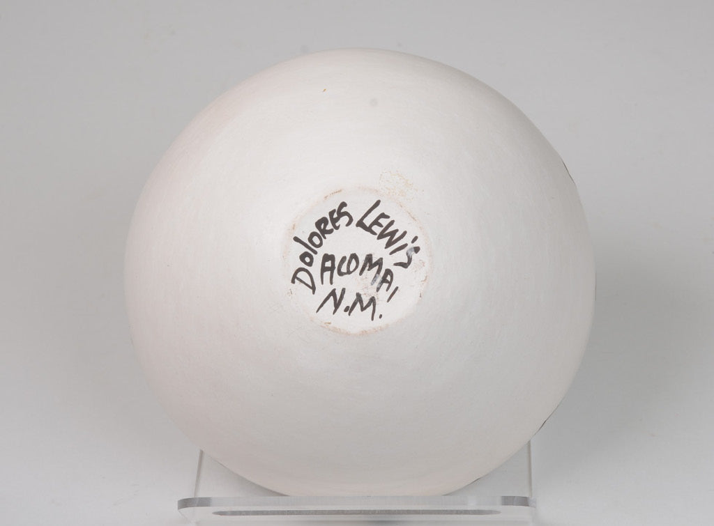 Acoma Pueblo Black on White Pottery Jar by Dolores Lewis
