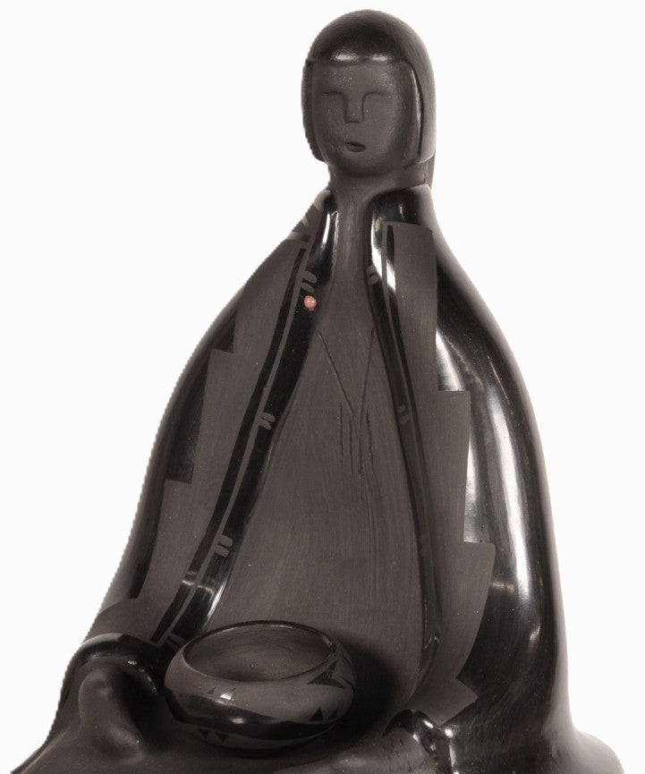 Santa Clara Pueblo Black Sculpture By Diana Halsey