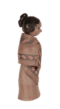 New Mexico Native Female in Blanket Sculpture Pottery By Ann Tuttle