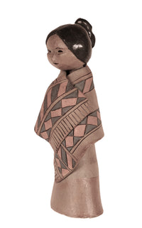 New Mexico Native Female in Blanket Sculpture Pottery By Ann Tuttle