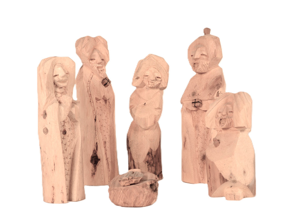 New Mexico Pueblo Wood Carving Nativity Set By Michael