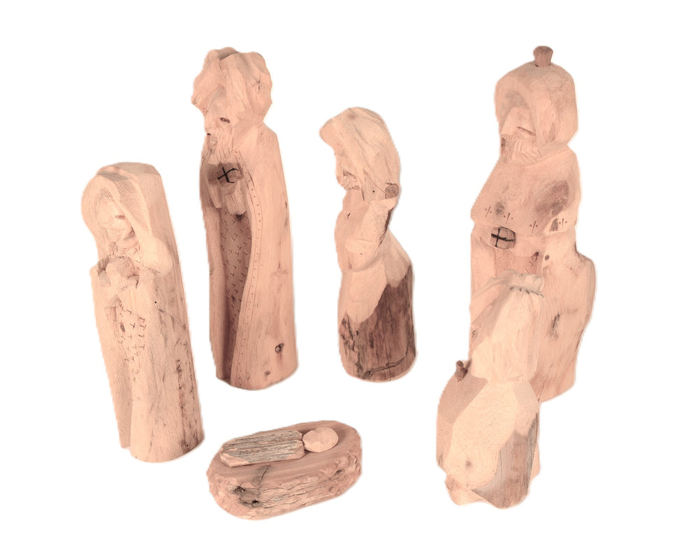 New Mexico Pueblo Wood Carving Nativity Set By Michael