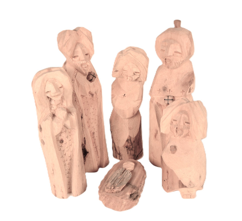 New Mexico Pueblo Wood Carving Nativity Set By Michael