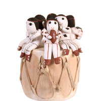 Cochiti Pueblo Storyteller Pottery Dolls on a Drum By Vangie Suina