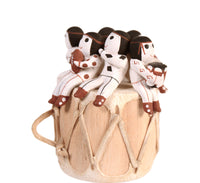 Cochiti Pueblo Storyteller Pottery Dolls on a Drum By Vangie Suina