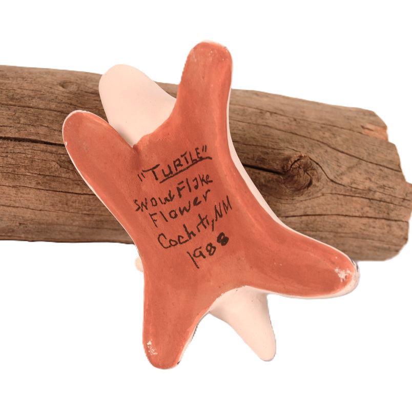 Cochiti Pueblo Turtle Pottery By Snowflake Flower