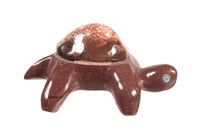 Zuni Pueblo Carved Red Stone Turtle with 1 Seashell Fetish