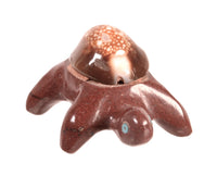 Zuni Pueblo Carved Red Stone Turtle with 1 Seashell Fetish