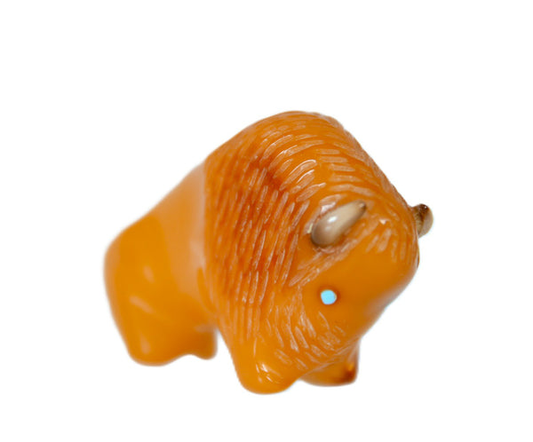Zuni Pueblo Buffalo/Bison Fetish Carved Opaque Amber By Lynn Quam