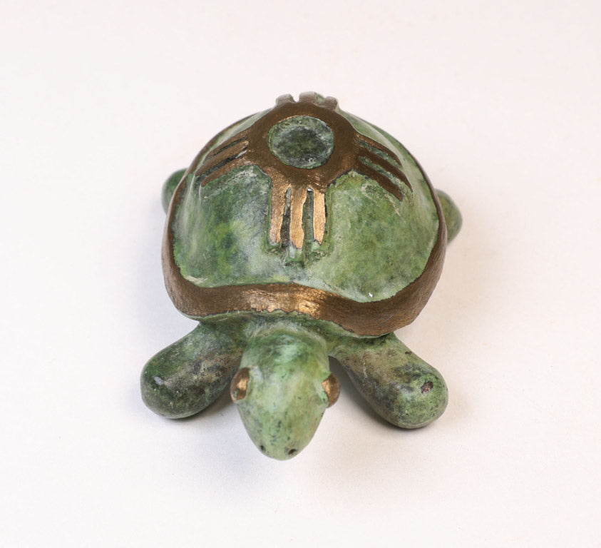 Zuni Bronze Green Metal Turtle Fetish