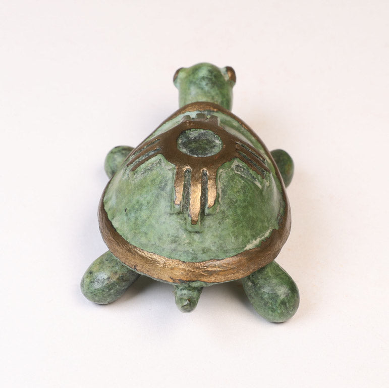 Zuni Bronze Green Metal Turtle Fetish