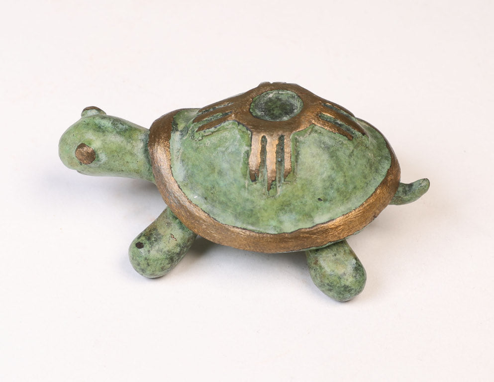 Zuni Bronze Green Metal Turtle Fetish