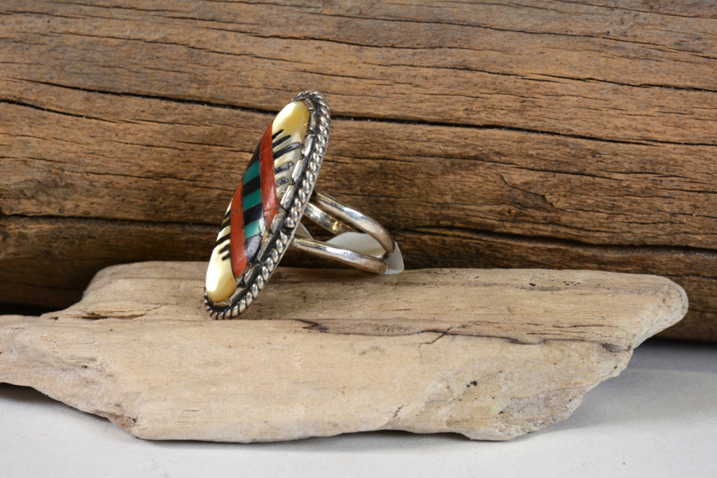 Zuni Oval Ring with Multiple Stone Settings