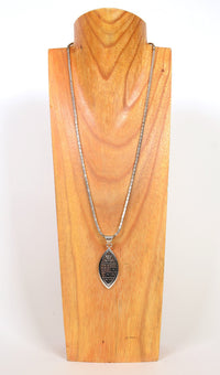 Santo Domingo Silver Box Chain with Silver Oval Pendant with 14K accents by Joseph De Vern Coriz