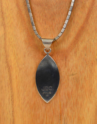 Santo Domingo Silver Box Chain with Silver Oval Pendant with 14K accents by Joseph De Vern Coriz