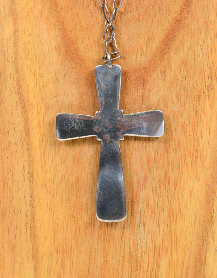 Large Navajo Silver Cross Pendant Turquoise