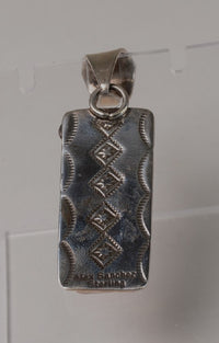 Alex Sanchez signed (Gallup, NM) Coral Pendant with Corn Plant Silver overlay